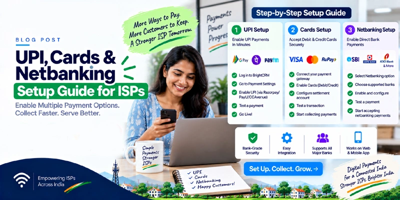 UPI, card, and net banking payment collection setup guide for ISPs